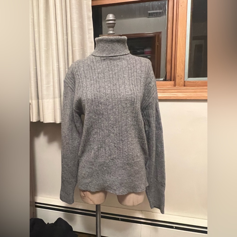 Gray turtleneck sweater